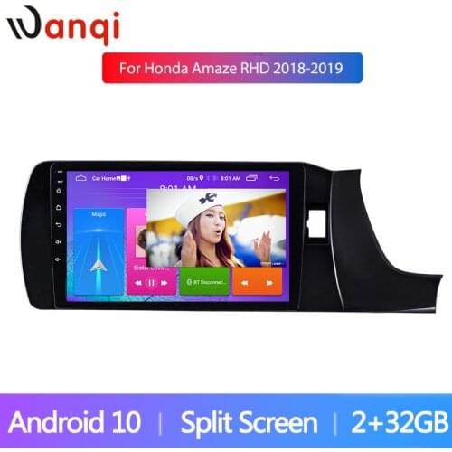 Wanqi Car Audio Android10 Octa Core for 2018 2019 HONDA Amaze Radio GPS Navigation DSP Stereo Multimedia Player Split Screen