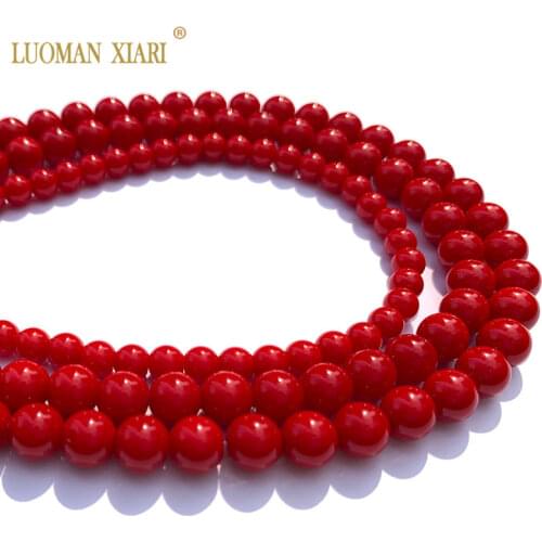Wholesale mimic Red Coral Beads fastness Loose Round Stone Beads For Jewelry Making Diy Bracelet Necklace 6/8 mm Strand 15