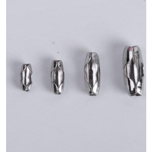 50Pcs/Lot Stainless Steel Ball Beaded Chain Connector Clasps Fit1.5/2.4/3/3.2mm End Crimp Ball Beads Chains For Jewelry Making