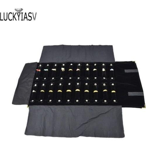 Jewelry Case Roll Bag for Travel Portable Carring Case Velvet Organizer Multi Functional Rings Storage Box Foldable Metal Corner