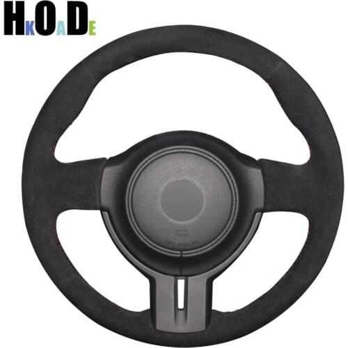 Black Suede Hand-stitched Car Steering Wheel Cover for Toyota 86 2012-2015 Subaru BRZ 2012-2015 Scion FRS