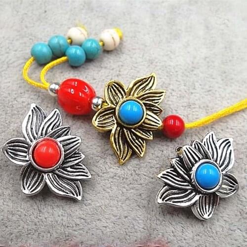 5pcs/lot Fashion Lotus Flower Designer Metal Spacers 17.5x26mm Antique Gold Color Handmade Pendant Charms DIY Jewelry Making