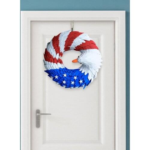 Door Wreath Easy Clean Bright Colors Eagle Shape Independence Day Hanging Wreath Garland for Front Door Christmas Party Wedding