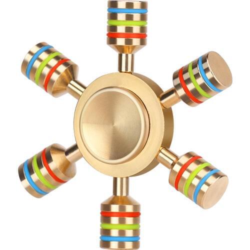 Hot Sale Hand Spinner Rainbow Fidget toys Spinner Metal Finger Spinner 6 Arm Hand Spinner Brass Anti Relieve Stress Toy Spiner