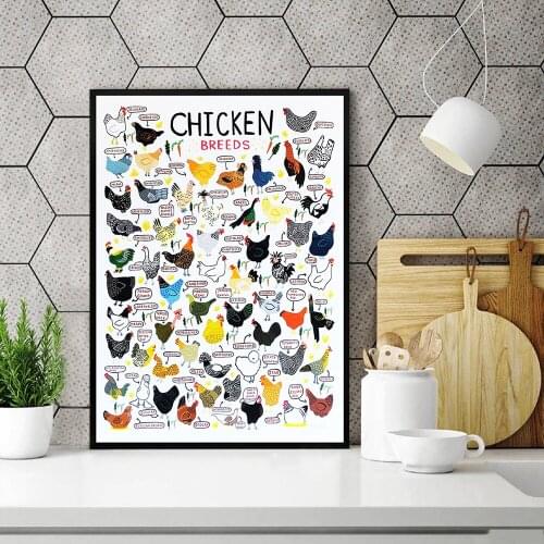 Home Chicken Breeds Art Print Chickens Animal Farm Health Poster Wall Art Canvas Painting Gift Print Living Room Home Wall Decor