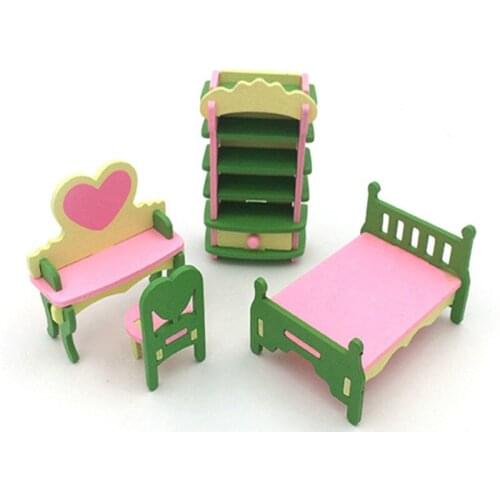 Simulation Miniature Wooden Furniture Toy Pretend DollHouse Furniture Set Dolls Baby Kids Room Play Toys Furniture For Doll