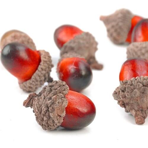 10Pcs Artificial Simulation Mini Acorn Oak Nut Fake Fruit Ornament Home Decor Super Vivid Realistic