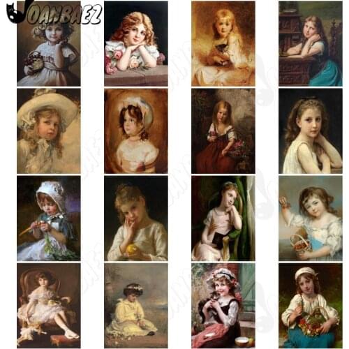 Oil Painting Girl Diamond Painting 5D Diy Baby Mosaic Cute Cross Stitch Patch Diamond Embroidery Childrens Handmade Gift Design