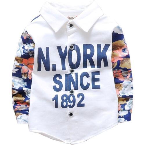 2016 Spring fashion cotton childrens long-sleeved shirt boys shirts blouse 0-4 year baby boy girls shirt kids clothes