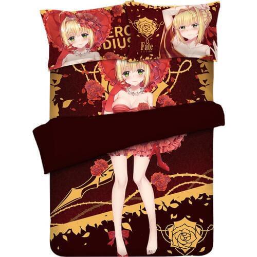 Anime Fate/Grand Order Saber Quilt Cover Printed Bedding Set With Pillow Cases Bed Sheet Duvet Cover Set 4pc No.223