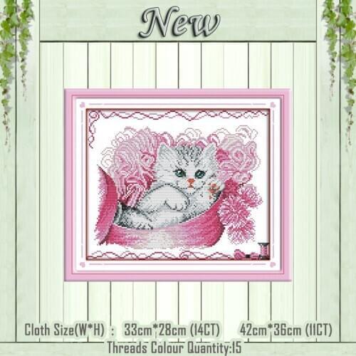 Kitten and wool animal cat decor painting counted print on the canvas DMC 11CT 14CT kits Cross Stitch embroidery needlework Sets