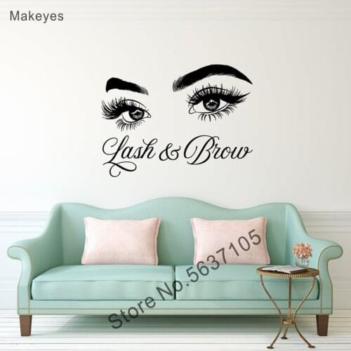 Makeyes Beauty Salon Wall Decals Home Livingroom Wall Sticker Woman Eyes Lash Fashion Decoration Wall Decor Vinyl Wallpaper Q051