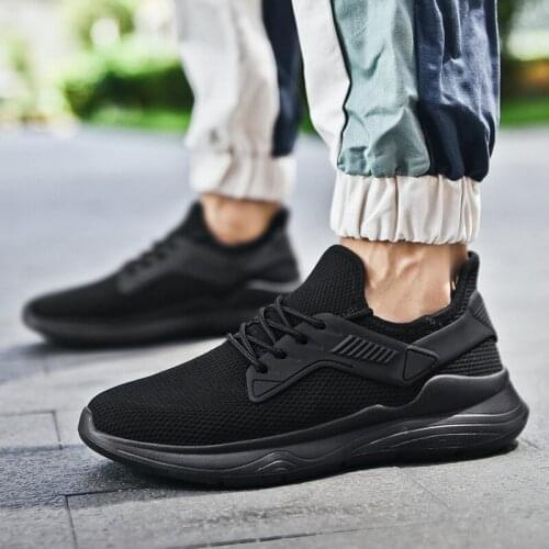 Sports black solid Fashionable male breathable Men slip informales mens Shoes comfortable hombre Casual 39 spring knitting de s