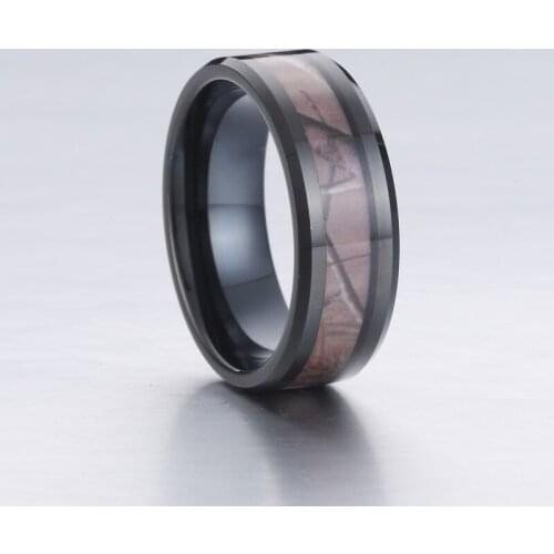 Top Quality Unique Wood Black Tungsten Carbide rings for men 8mm Alliances wedding jewelry mens ring