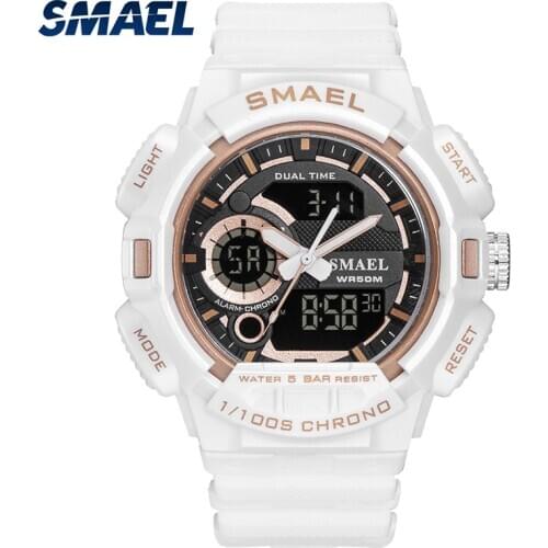 Men Sport Watch SMAEL Brand Dual Display Watches Men Cool Military Watch Waterproof 3Bar Casual Rubber Strap Wristwatches 1378