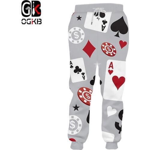 OGKB Men Sweatpants Hot GYMS 3D Harem Pants Print Poker Game Hip Hop Plus Size 5XL Clothing Homme Winter Joggers Dropshipping