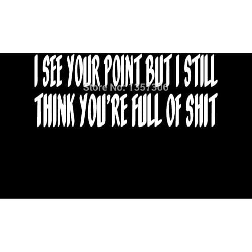 Hot Sale I SEE YOUR POINT BUT YOU'RE FULL OF IT Vinyl Decal for Car Window Truck SUV Bumper Car Sticker 8 Colors