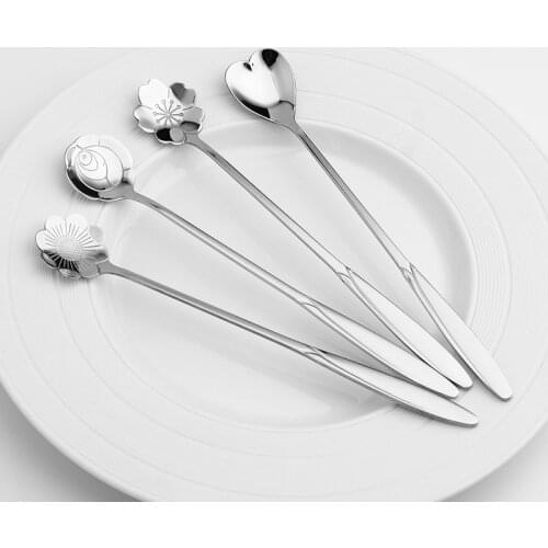 Stainless Steel Long Handle Coffee Spoon Tableware Rose Spoon Creative Cherry Blossom Spoon Mixing Spoon