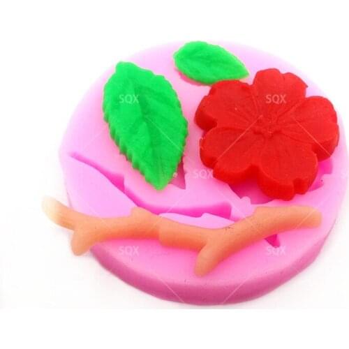New type flower / leaf / branch DIY Silicone Fondant Soap 3D Cake Mold Cupcake Candy Chocolate Decoration Baking Tool SQ1629