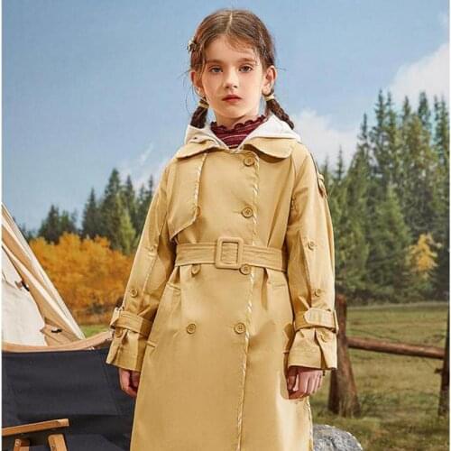 Autumn Spring Long Coats For Girls Long Sleeve Long Jackets Children Outdoor Windproof Windbreaker Outerwear Kids Overcoats