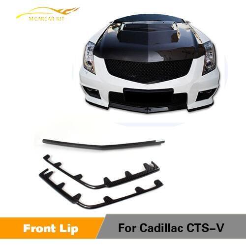 Carbon Fiber Front Bumper Center Lip Side Splitters Spoiler For Cadillac CTS-V 2009 - 2015 Non Vsport Car Styling