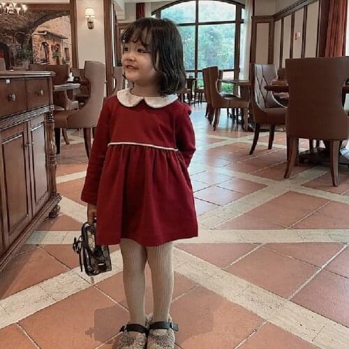 Girls Lapel Dress Winter 2020 New Fashion Korean Style Trendy Thick Comfortable Winter Dress Children Western Princess Dress