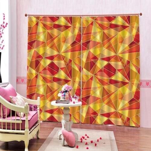 Custom Irregular Geometric Graphics Window Curtains For Living Room Bedroom Blackout Curtains （left and right side)