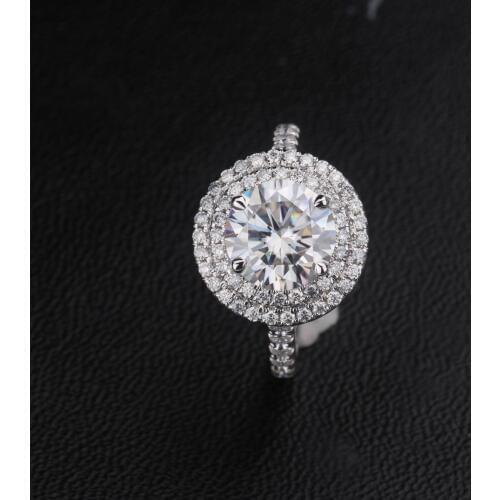Luxury 4 Claws Solid 18K White Gold 1.5ct Round Moissanite Diamond Engagement Ring Anniversary Ring Moissanite Ring For Women