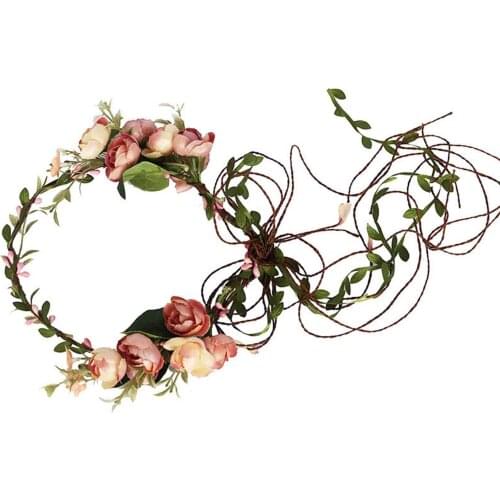 Floral Spring Bohemian Flower Crowns Beach Hawaii Garland Romantic Faux Rose Wedding Wreaths New Flower Fashion Headband 5G