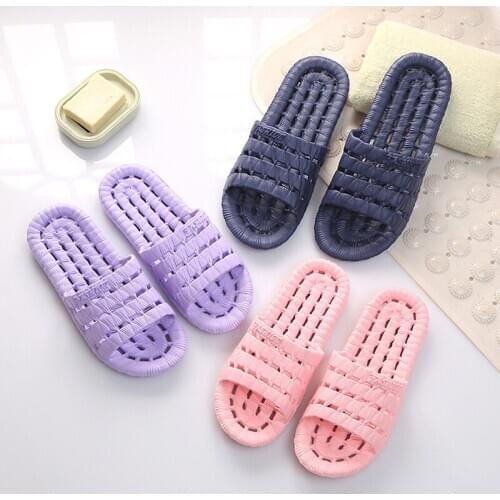 Unisex Summer Indoor Bathroom Slippers Women Pvc Home Slippers Lovers Hollowed Out Soft Flat Mules Men Shower Flip Flops