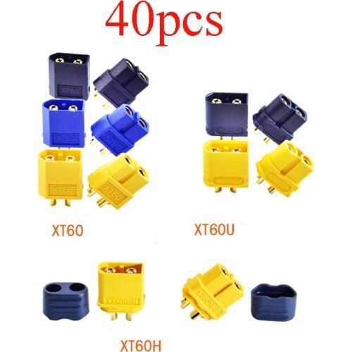 40PCS Amass Standard XT60/XT60U/XT60H Plug Female Male Power Battery Connector Yellow/Blue/Black f RC Airplane UAV Drone DIY Acc