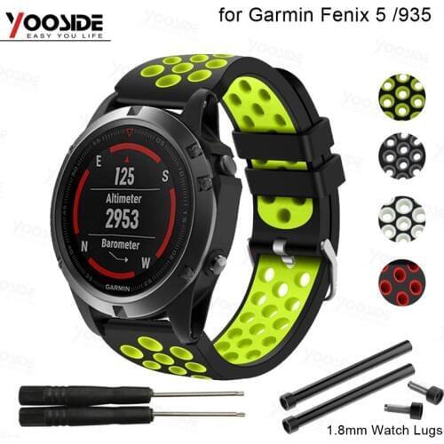 22mm Silicone Watch Band Strap for Garmin Forerunner 935/Quatix 5/Fenix 5/5 Plus Wristband With Lugs Adapter(Not Quick Fit)