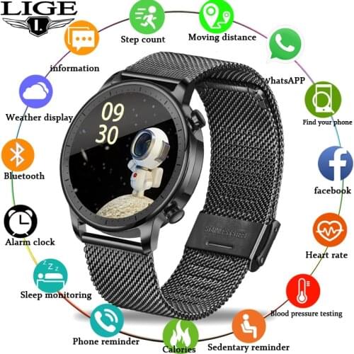 LIGE Smart Watch Men smartwatch Waterproof Fitness Watch Electronic Clock Heart Rate Sports Reloj Inteligente For Android ios