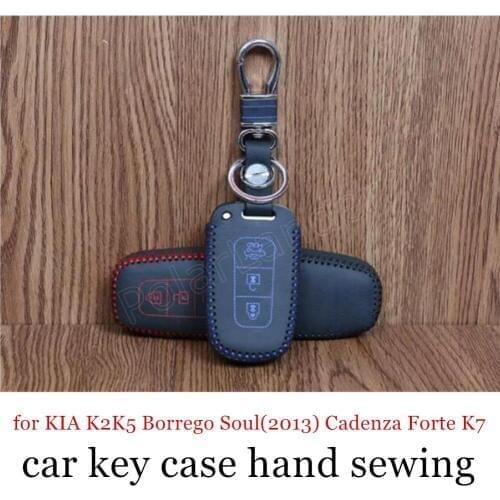 Only Red fit for KIA K2K5 Borrego Soul(2013) Cadenza Forte K7 Sportage(2015) hand sewing leather car key case cover hot