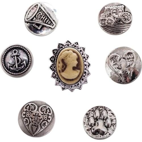 Bijoux memory craft 20MM button charm Single molding Jewelry Prong Fastener metal snaps button fit ginger snaps bracelet BT5245