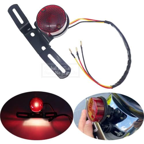 Universal 12V Red Lens Motorcycle Brake Rear License Plate Bracket Tail Light Autocycle LED Turn Signal Indicators Tail Light