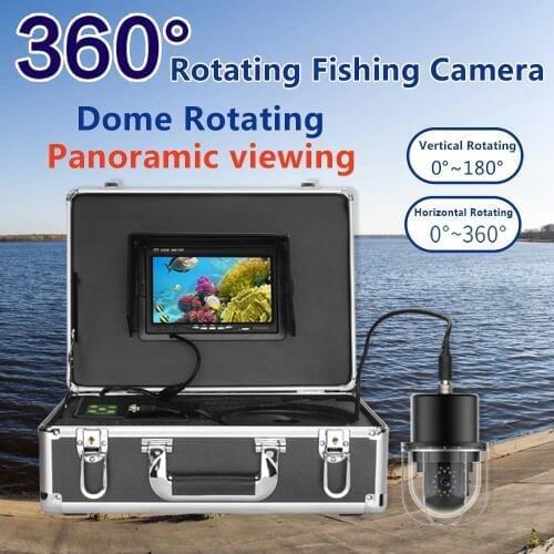 7 Inch 20m Underwater Fishing Video Camera Fish Finder IP68 Waterproof 20 LEDs 360 Degree Rotating Dome Rotating Panoramic view