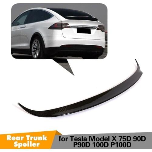 Rear Trunk Lip Spoiler For Tesla X Moldel P90D 90D P100D 75D 100D 2016-2018 Carbon Fiber