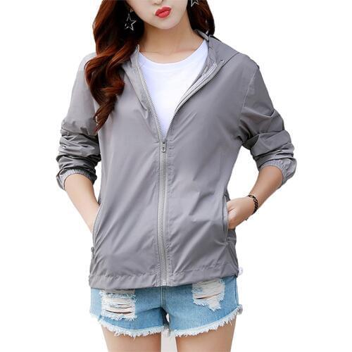 2019 Summer Autumn Thin Sun protection clothing Jackets Women Causal Sport Jackets Zipper Lightweight Breathable Hooded Coat