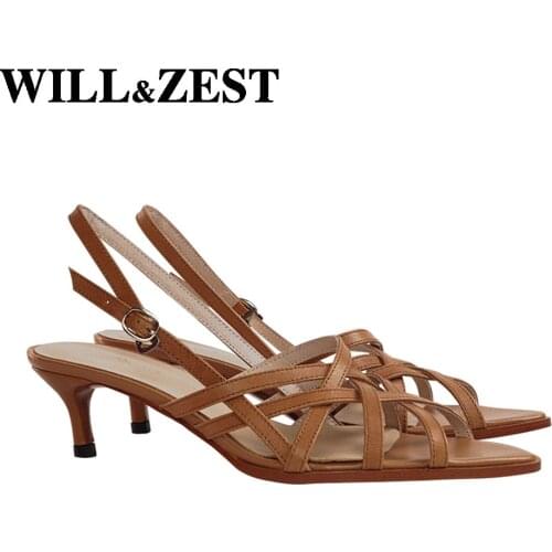Will&Zest Roman Sandals Women Thin Bands Open Toe Footwear Boho Hippie Female Summer 2020 Exotic Dancer Low Heels Arena Shoes