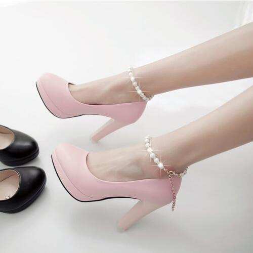 Big Size Ladies high heels women shoes woman pumps Pure color Shallow mouth High-heeled single shoes