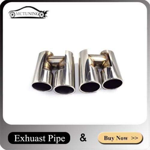 1 Pair Car Styling Silver Exhaust Pipe For B-MW 5 Series Update To M5 535 Diffuser Stainless Steel Muffler Tip Nozzles End Tip