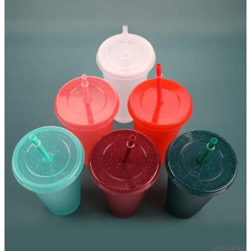 1PC Summer New Creative Water Cup Sequins Glitter Straw Cup Plastic Comfortable Coffee Juice Straw Mug Simple Cup