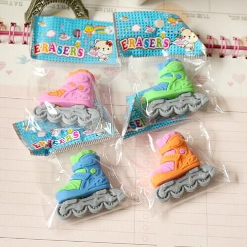 16 Pcs Creative Cartoon Roller Skates Skin Eraser Durable Flexible Pencil Rubber Eraser Student Gift School Supplies Wholesale