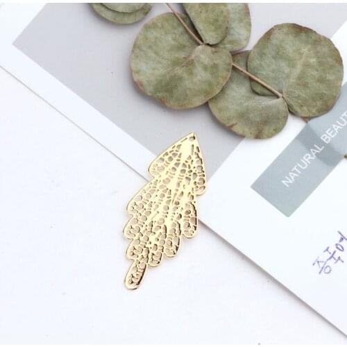 19x48MM Real Gold Plated Copper Big Leaf Charms Necklace Pendants Diy Jewelry Making Accessories Findings