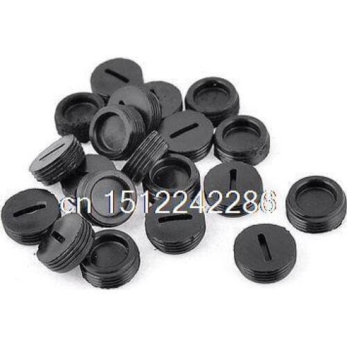 20 Pcs Black Male Thread 14mm x 5mm Carbon Brush Holder Caps Covers