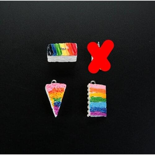 20Pcs Fashion DIY resin rainbow cake charms kawaii cabochon sticker simulated fake food craft decoration jewelry making