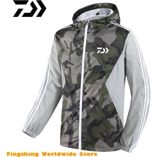 2021 Daiwa Fishing Clothing Summer Men Spring Windproof Breathable Fishing Jacket Men Camouflage Hooded Quick Dry Fishing Shirts