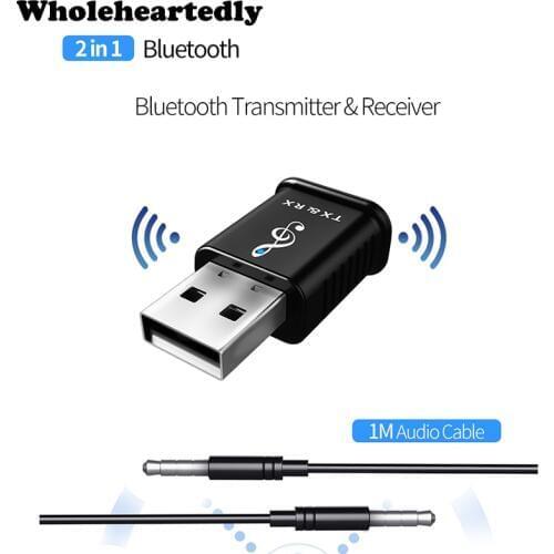 2In1 USB Bluetooth 5.0 Audio Receiver Transmitter Mini 3.5mm AUX Stereo Bluetooth Transmitter For TV PC Wireless Adapter For Car