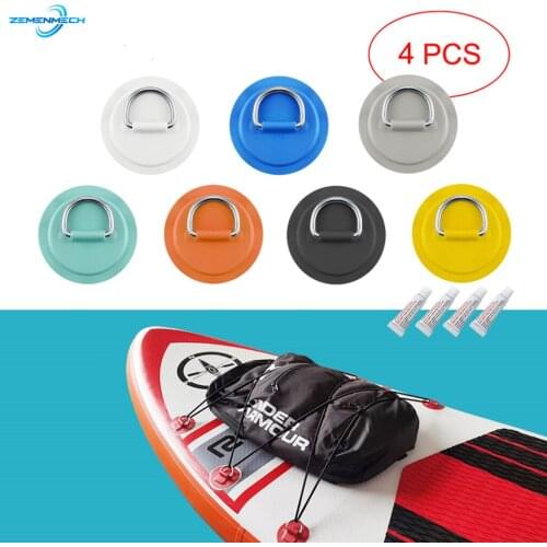 4PCS/Lot 8cm Stainless Steel D Ring Pad Patch With Glue for PVC Inflatable Boat Raft Dinghy Canoe Kayak Surfboard SUP Tie Down
